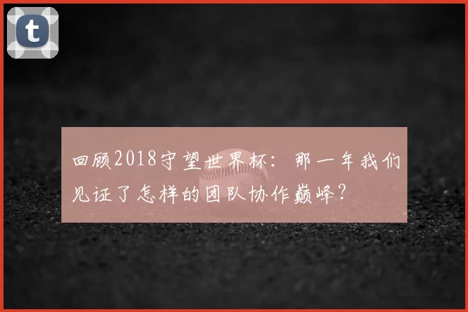 回顾2018守望世界杯:那一年我们见证了怎样的团队协作巅峰?